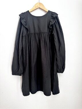 Cotton On Kids Black Ruffle Long-Sleeve Dress Size 8 NWOT